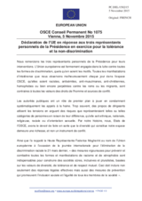 Déclaration de l’UE en réponse aux trois représentants personnels de la Présidence en exercice pour la tolérance et la non-discrimination