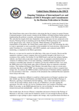 Statement by the Delegation of the United States of America on the ongoing aggression against Ukraine and violations of OSCE principles and commitments by the Russian Federation