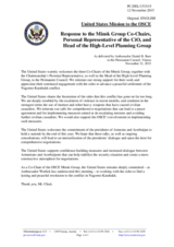 Statement by the Delegation of the United States of America in response to the address by the Co-Chairmen of the Minsk Group and to the reports on the Conflict Dealt with by the OSCE Minsk Conference