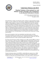 Statement by the Delegation of the United States of America on the ongoing aggression against Ukraine and violations of OSCE principles and commitments by the Russian Federation