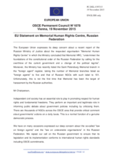 Statement by the Luxembourgian EU Presidency on the Human Rights and Humanitarian Society Memorial in the Russian Federation