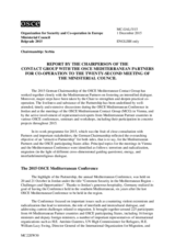 Report by the Chairperson of the Contact Group with the OSCE Mediterranean Partners fo Co-operation to the Twenty Second Meeting of the Ministerial Council 