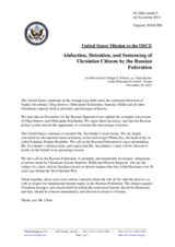 Statement by the Delegation of the United States of America on the abduction and illegal detention of Ukrainian citizens by the Russian Federation