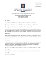 Statement by the Delegation of Norway, also on behalf of Iceland, Liechtenstein, Mongolia and Switzerland, on the death penalty in the United States of America