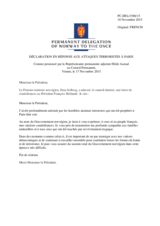 Déclaration en réponse aux attaques terroristes à Paris