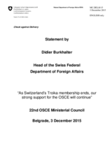 Statement by H.E. Didier Burkhalter, Head of the Federal Department of Foreign Affairs