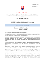 Statement by H.E. Miroslav Lajčák, Deputy Prime Minister and Minister for Foreign and European Affairs