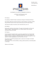 Statement by the Delegation of Norway on the death penalty in the United States of America