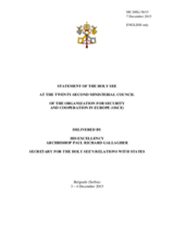 Statement by H.E. Archbishop Paul Richard Gallagher, Secretary for Relations with States