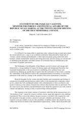 Statement by H.E. Pasquale Valentini, Minister for Foreign and Political Affairs