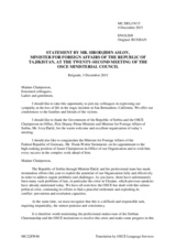 Statement by H.E. Sirodjidin Muhridinovich Aslov, Minister for Foreign Affairs