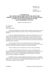 Statement by H.E. Martin Frick, Director of the Office for Foreign Affairs