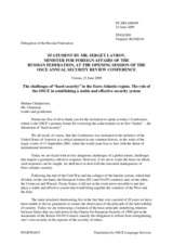 Statement by H.E. Sergey Lavrov, Minister for Foreign Affairs of the Russian Federation