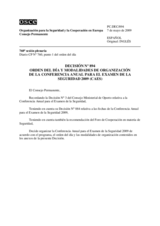 Agenda and Organizational Modalities of the 2009 ASRC (es)