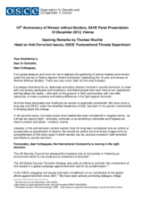 Remarks on the Occasion of the 10th Anniversary of Women without Borders