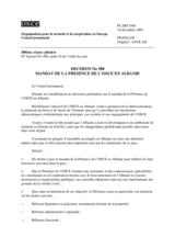 Decision No 588 Mandat de la presence de l’OSCE en Albanie