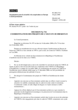 Decision no 734 coordonnateur des projets de l’OSCE en Ouzbekistan 