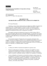 Decisión Nº 852 mandato de la oficina de la OSCE en Tayikistán