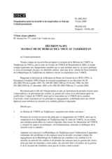 Décision No 852 mandat de du bureau de l’OSCE au Tadjikistan