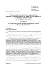 Statement by the Delegation of the Russian Federation in response to the report by the High Commissioner on National Minorities, Ms. Astrid Thors