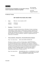 Diario de la 802ª Sesión plenaria del Foro de Cooperación en materia de Seguridad  