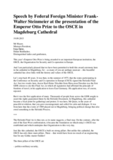Speech by Federal Foreign Minister Frank-Walter Steinmeier at the presentation of the Emperor Otto Prize to the OSCE in Magdeburg Cathedral