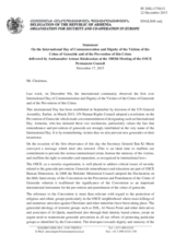Statement by the Delegation of Armenia on the International Day of Commemoration and Dignity of the Victims of the Crime of Genocide and of the Prevention of this Crime, marked on 9 December 2015