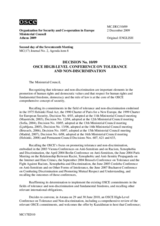 Decision No. 10/09, OSCE High-Level Conference on Tolerance and Non-Discrimination 