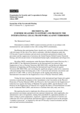 Decision No. 3/09, Further Measures to Support and Promote the International Legal Framework Against Terrorism