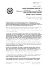 Statement by the Delegation of the United States of America in response to the address by the Chairperson-in-Office of the OSCE, Minister for Foreign Affairs of Germany, H.E. Frank-Walter Steinmeier