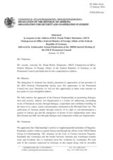 Statement by the Delegation of Armenia in response to the address by the Chairperson-in-Office of the OSCE, Minister for Foreign Affairs of Germany, H.E. Frank-Walter Steinmeier