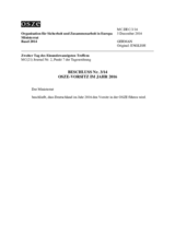 Beschluss Nr. 3/14 über den OSZE-Vorsitz im Jahr 2016 