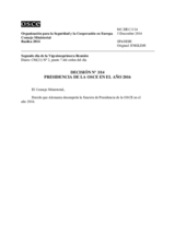 Decisión Nº 3/14 relativa a la Presidencia de la OSCE en el año 2016
