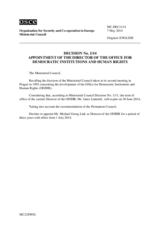 Ministerial Decision No. 1/14 on the  Appointment of the Director of the Office for Democratic Institutions and Human Rights