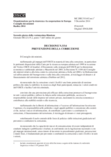 Decisione N.5/14 sulla prevenzione della corruzione