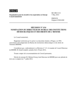Décision no 1/14 sur la nomination du Directeur du Bureau des institutions démocratiques et des droits de l’homme