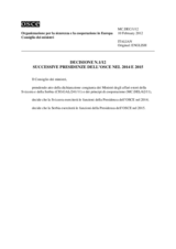 Decisione N.1/12 sulle successive presidenze dell’OSCE nel 2014 e 2015  