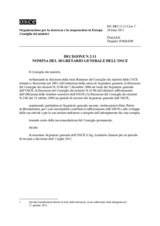 Decisione N.2/11 sulla nomina del Segretario generale dell’OSCE 