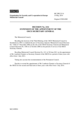 Ministerial Decision No. 2/14 on the Extension of the Appointment of the OSCE Secretary General