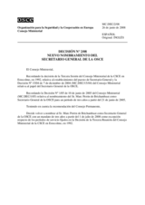Decisión Nº 2/08 relativa al nuevo nombramiento del Secretario General de la OSCE 