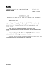 Decision No. 3/08 on the periods of service of the OSCE Secretary General