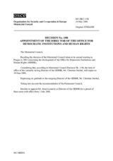 Decision No. 1/08 on the appointment of the Director of the Office for Democratic Institutions and Human Rights 