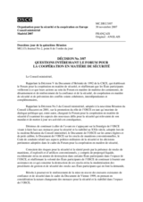 Décision No 3/07sur les questions intéressant le Forum pour la cooperation en matière de sécurité