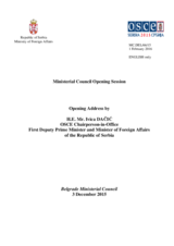 Opening Address by H.E. Ivica Dacic