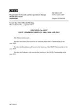Decision No. 11/07 on OSCE chairmanships in 2009, 2010 and 2011 