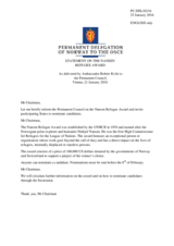 Statement by the Delegation of Norway on the appeal for nominations for the Nansen Refugee Award