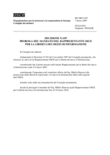 Decisione N.1/07 sulla Proroga del mandato del RappresentanteOSCE per la libertà dei mezzi di informazione