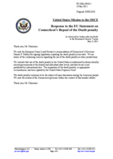 Statement by the Delegation of the United States in response to statements by the Danish Presidency of the Council of the EU and by the Delegation of Norway on the abolition of the death penalty in the state of Connecticut, United States of America