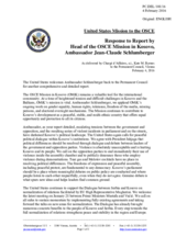 Statement by the Delegation of the United States of America in response to the report by the Head of the OSCE Mission in Kosovo, Ambassador Jean-Claude Schlumberger