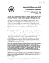 Statement by the Delegation of the United States of America on the developments in the former Yugoslav Republic of Macedonia
